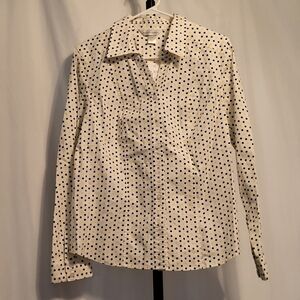 Christopher & Banks Women's Long Sleeve Polka Dot Shirt, Size Medium NWT